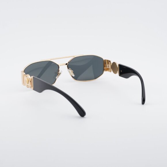 Versace VE2287 100287 Sunglasses Gold Rectangle Frame, Grey Lenses